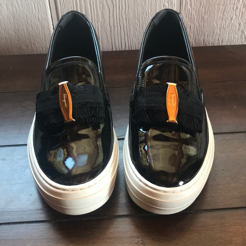 Ferragamo patent leather slip on